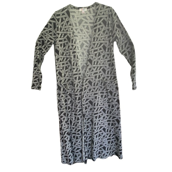 LulaRoe SARAH Black & White Long Duster Cardigan With Pockets Size SMALL - Picture 1 of 6